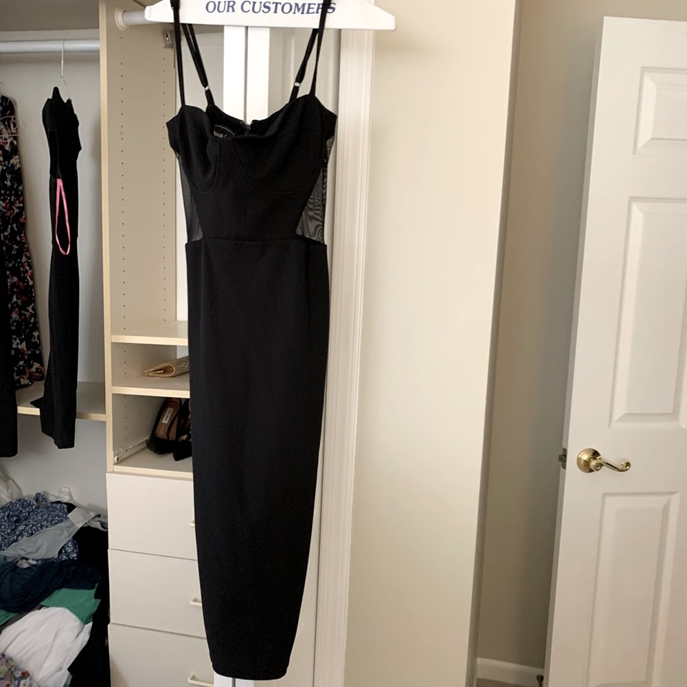 Nookie mesh insert black midi dress NWT size m